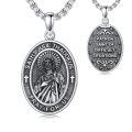 wholesale 925 Sterling Silver Saint Jude Thaddeus Medal Pendant Necklace Oxidized Religious Chain-0-0