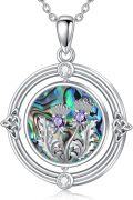 wholesale 925 Sterling Silver Celtic Knot Abalone Shell Purple Crystal Thistle Pendant Necklace Irish Lucky Charm s for Women Girls-0-0