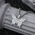 wholesale 925 Sterling Silver White Fire Opal Heart Dove Pendant Necklace for Women Girls Gift-0-27