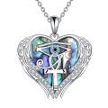 wholesale 925 Sterling Silver Heart Shaped Necklace with Labradorite and Blue Cubic Zirconia-0-0