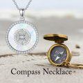 wholesale 925 Sterling Silver Malachite Round Compass Pendant Necklace for Women's Graduation Gifts-0-8