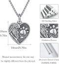 wholesale 925 Sterling Silver Heart Paw Print Angel Wings Cremation Urn Necklace for Pets Dogs Cats Memorials Jewelry Keepsakes-0-3