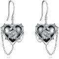 wholesale 925 Sterling Silver Gothic Rose & Witch's Heart Drop Earrings-0-0