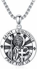 wholesale 925 Sterling Silver St Longinus Pray for Us Cross Medal Necklace -0-0