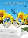 wholesale 925 Sterling Silver Blue Enamel Flower and Butterfly Dangle Drop Earrings for Women's Gifts-0-3