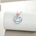 wholesale 925 Sterling Silver Heart-Shaped Rose & Moonstone Pendant Necklace for Grandmother-0-3