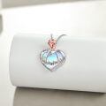 wholesale 925 Sterling Silver Heart-Shaped Rose & Moonstone Pendant Necklace for Grandmother-0-3