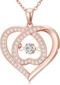 wholesale 925 Sterling Silver Rose Gold 1CT Moissanite Floating Necklace with Twinkle Setting, Adjustable Chain, Gift Box Included-0-0