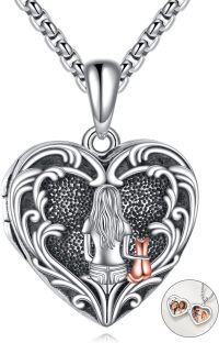 wholesale 925 Sterling Silver Heart Shaped Photo Frame Pendant Necklaces Gifts for Women-Dog Women