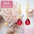 wholesale 14K Gold 3CT Artificial Gemstone Pear-Cut Birthstone Dangle Earrings-0-4