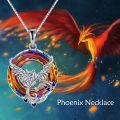 wholesale 925 Sterling Silver Rainbow Crystal Phoenix Pendant Necklace for Women-0-1