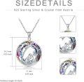wholesale 925 Sterling Silver Rainbow Crystal Palm Tree & Girl Pendant Necklace - Memorial Gift for Women-0-10