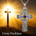 wholesale 925 Sterling Silver Amethyst Celtic Knot Cross Pendant Necklace for Women-0-5