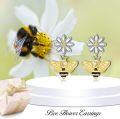 wholesale 925 Sterling Silver Daisy & Honeybee Dangle Earrings Fashion Drop s for Women-0-4
