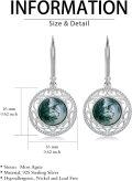 wholesale 925 Sterling Silver Green Moss Agate Leaf Design Drop Dangle Earrings for Women-0-4