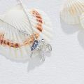 wholesale 925 Sterling Silver Opal Sea Turtle Pendant Necklace with CZ Accents and 18+2 Chain-0-4
