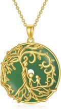 wholesale 14K Gold Sterling Silver Jade Tree of Life Necklace for Women-0-5