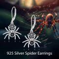 wholesale 925 Sterling Silver Black Crystal Spider Web Leverback Drop Earrings for Women Girls Gothic Halloween  4cm Long-0-2