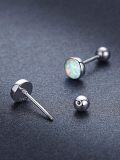wholesale 925 Sterling Silver Round White Opal Stud Earrings for Women - Small Size 6MM-0-4