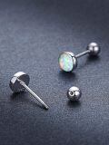 wholesale 925 Sterling Silver Round White Opal Stud Earrings for Women - Small Size 6MM-0-4
