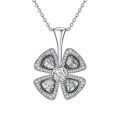 wholesale 925 Sterling Silver Green Moss Agate & White Cubic Zirconia Four-Leaf Clover Necklace-0-0