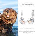 wholesale 925 Sterling Silver Heart-Shaped Otter Stud Hoop Earrings with Cubic Zirconia Accents-0-5