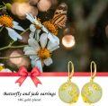 wholesale Natural Jade Earrings For Women 14k Gold Plated Sterling Silver Round Jade Jewelry Birthday Christmas Gifts For Women Mom Her (c-butterfly-gold) -0-2