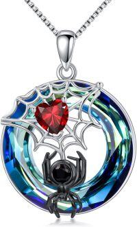 wholesale TOUPOP Spider Necklace For Women Sterling Silver Crystal Black Spider Pendant Gothic Jewelry Birthday Gifts For Her -undefined