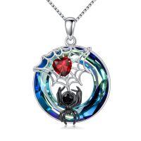 TOUPOP Sterling Silver Crystal Spider Pendant Necklace Gothic Jewelry-undefined
