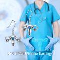 wholesale 925 Sterling Silver Uterus Dangle Earrings - Gothic Style Body Parts Jewellery Gift for Her-0-4
