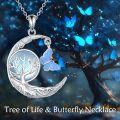 wholesale 925 Sterling Silver Tree of Life Butterfly Pendant Necklace with Blue Opalite Gemstone for Women-0-2