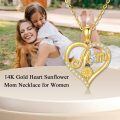 wholesale 14K Gold Sunflower Heart Mom Pendant Necklace for Women - Gift for Mom Wife Grandmother-0-2