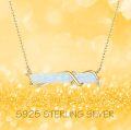 wholesale  Sterling Silver Gold-Plated White Opal Bar Necklace with Branch Design, 30mm Pendant, 18+2 Chain, Hypoallergenic Jewelry Gift for Women-0-5