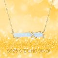 wholesale  Sterling Silver Gold-Plated White Opal Bar Necklace with Branch Design, 30mm Pendant, 18+2 Chain, Hypoallergenic Jewelry Gift for Women-0-5