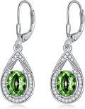 wholesale Sterling Silver Genuine Simulated Birthstone Teardrop Leverback Earrings-0-35