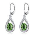 wholesale 925 Sterling Silver 3 ct Moissanite D VVS Tear Drop Halo Leverback Earrings-0-35