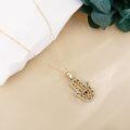 wholesale 14K Gold Evil Eye Hamsa Pendant Necklace with Cubic Zirconia and Chain for Women-0-2