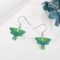 wholesale 925 Sterling Silver Green Enamel Luna Moth Earrings for Women-0-3