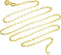 wholesale 18K Gold Oval Bead Chain Necklace for Women 60cm Length-1.1mm thickness