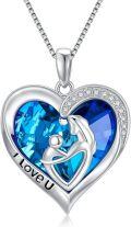 wholesale TOUPOP Mothers Day Gifts For Mom Mother Of 1 To 3 Daughter/son Necklace Sterling Silver Family Pendant Necklaces With Crystal Jewelry Birthday Gifts For Women -0-0