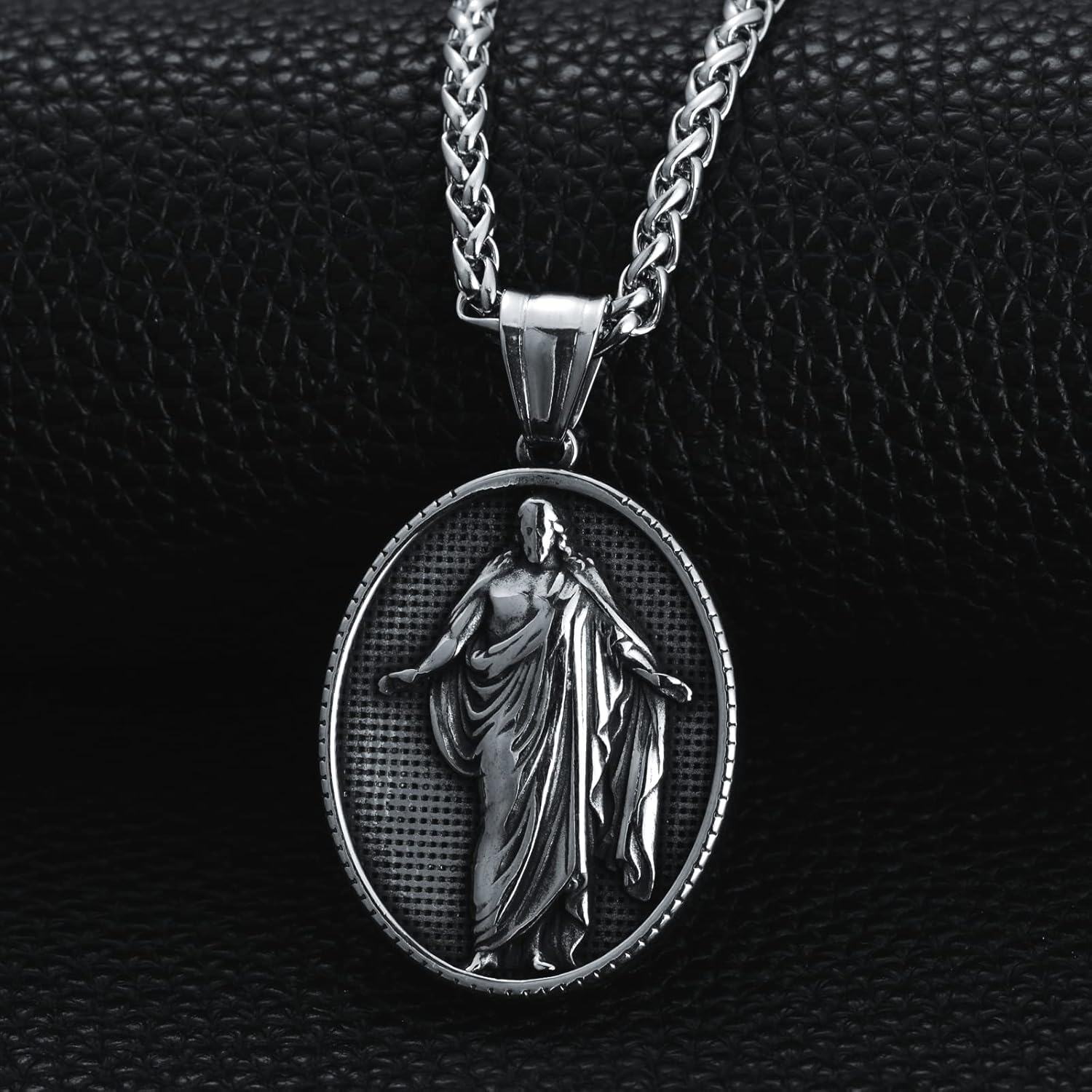Stainless Steel Medal Saint Patron Necklace for Men Women Religious Gift-0-4