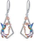 wholesale 925 Sterling Silver Hummingbird Dangle Earrings with Flower Accents - Women's Fashion s for Her-0-0