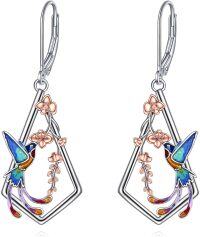 wholesale 925 Sterling Silver Hummingbird Dangle Earrings with Flower Accents - Women's Fashion s for Her-Hummingbird Earrings