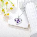 wholesale 925 Sterling Silver Purple Labradorite Gemstone Floral Heart Pendant Necklace for Women-0-2