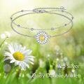 wholesale 925 Sterling Silver Yellow Crystal Daisy Flower Ankle Anklet Set Gift for Women Girl-0-5
