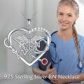 wholesale 925 Sterling Silver Heart Shaped Caduceus Angel Wings RN Necklace with Red Stone and Crystals-0-1