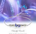 wholesale 925 Sterling Silver Blue Butterfly Adjustable Celtic Moon Bracelet - Irish  for Women-0-5