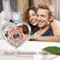wholesale 14k White Gold Plated 925 Sterling Silver Moissanite Open Heart Pendant Necklace-0-2