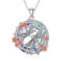 wholesale 925 Sterling Silver Dragonfly and Flowers Pendant Necklace - Cute  for Women-0-0