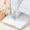 wholesale 925 Sterling Silver Mother and Child Cubic Zirconia Heart Pendant Necklace for Mom Women Wife Gift-0-2